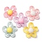 Opaque & Transparent Resin Cabochons, with Glitter Powder, Mixed Color, Flower, 27.5x31x7.5mm