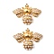 304 Stainless Steel with ABS Imitation Pearl Pendants, Bees, Golden, 29.5x37.5x7mm, Hole: 1.5mm
