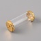 Transparent Glass Bottle Pendants, with Brass Stopper(Detachable), Column, Golden, 40x15mm