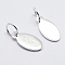 925 Sterling Silver Pendants, Oval Charms, with S925 Stamp, Silver, 11.5x5.5x0.6mm, Hole: 3.5mm