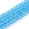 Glass Beads Strands, Faceted, Rondelle, Cyan, 6x5mm, Hole: 1mm, about 80~85pcs/strand, 38~40cm