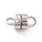 Anti-Tarnish Rhodium Plated 925 Sterling Silver Magnetic Clasps, Column, Platinum, 9.8x5.62mm, Hole: 1.6mm