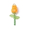 Glass Seed Beaded Rose Pendants, with 304 Stainless Steel Loop, Real 18K Gold Plated, Orange, 34x9~10mm, Hole: 2mm