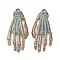 Alloy Pendants, Skeleton Hand, Red Copper & Green Patina, 36.5x17x3mm, Hole: 1.6mm