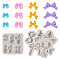2Pcs 2 Styles Silicone Molds, Bowknot, WhiteSmoke, 68~93x68~112x11~17mm, Inner Diameter: 17~47x22~72mm, 1pc/style