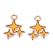 Alloy Enamel Pendants, Light Gold, Lead Free & Cadmium Free, Star Charm, Orange, 18x14x1mm, Hole: 2mm