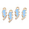 Alloy Enamel Pendants, Lightning Bolt, Light Gold, Light Sky Blue, 20x7x1.5mm, Hole: 2mm