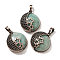 Natural Amazonite Pendants, with Brass Findings, Flat Round, 26.5x23x9mm, Hole: 8x5mm