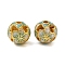 Alloy Enamel Beads, Round with Flower, Golden, Light Blue, 10.5mm, Hole: 1.8mm