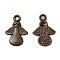 Tibetan Style Angel Alloy Pendants, Cadmium Free & Nickel Free & Lead Free, Antique Bronze, 18x13x2mm, Hole: 1.5mm, about 925pcs/1000g