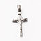 Tarnish Resistant Easter Theme Hot Unisex 201 Stainless Steel Crucifix Cross Pendants, Stainless Steel Color, 30x17x6mm, Hole: 5x5.5mm