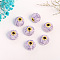 Polyester European Beads, with Iron Core, Large Hole Beads, Rondelle, Lilac, 15x14mm, Hole: 4mm