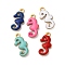 304 Stainless Steel Enamel Charms, Marine Animal, Golden, Sea Horse, 12x6x2mm, Hole: 1.2mm