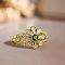 Flower Brass Micro Pave Cubic Zirconia Finger Rings for Women, Golden, 13mm, US Size 7(17.3mm)