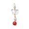Natural Carnelian and Glass Pendants, Butterfly, with Golden Brass Tone Loop, Clear, 47x14.5x8mm, Hole: 1.6mm