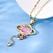 304 Stainless Steel Hot Pearl Enamel Constellation Planet Pendant Necklaces, with Crystal Rhinestone, Golden, Aries, 15.94 inch(40.5cm)