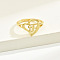 Brass Alphabet Adjustable Rings for Women, with Heart, Letter F, 17mm, US Size 6 1/4(16.7mm)