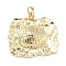 Brass Pendants, Fossil Charms, Lead Free & Cadmium Free, Long-Lasting Plated, Rack Plating, Real 18K Gold Plated, Tortoise, 24x26.5x5mm, Hole: 5x3mm