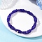 Transparent Glass Beads Multi-layered Stretch Beaded Bracelet for Women, Round, Faceted, Dark Blue, Beads: 4mm, Inner Diameter: 2~2-1/4 inch(5.1~5.6cm)