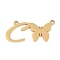 304 Stainless Steel Pendants, Letter & Butterfly Charms, Letter C, 10.5x23.5x0.9mm, Hole: 1.2mm