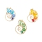 3Pcs Conch-shaped Glass Beaded Pendants, with 304 Stainless Steel Jump Rings and Copper Wire, Golden, Mixed Color, 23.5~24x18~18.5x7~8mm, Hole: 3.4mm