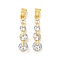 Flat Round Rack Plating Brass Micro Pave Cubic Zirconia Pendants, Cadmium Free & Lead Free, Long-Lasting Plated, Real 18K Gold Plated, 25x6x5mm, Hole: 5x3.5mm