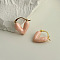 Heart Alloy Enamel Hoop Earrings, Golden, Pink, 23mm