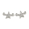 Brass Micro Pave Clear Cubic Zirconia Connector Charms, Star Links, Platinum, 7.5x12x2mm, Hole: 1.2mm