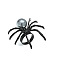 Halloween Alloy Spider Adjustable Finger Rings, with Imitation Pearl, Black, Inner Diameter: Adjustable