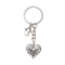 Alloy Pendant Keychain, with Iron Split Key Rings, Angel & Heart Wing, Antique Silver & Platinum, 7.6cm
