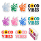 11Pcs 11 Styles Word Good Vibes & Butterfly Silicone Beads, Mixed Color, 30~30.5x22.5~23x8~9mm, Hole: 2~2.8mm, 1pc/style