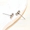 Tarnish Resistant 201 Stainless Steel Beaded Horizontal Bar Stud Earrings with 316 Stainless Steel Pin for Women, Stainless Steel Color, 9x3mm, Pin: 0.6mm