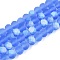 Transparent Glass Beads Strands, Faceted, Frosted, Half AB Color Plated, Rondelle, Cornflower Blue, 6x4.5mm, Hole: 1.4mm, about 80~85pcs/strand, 38~40cm