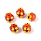 Handmade Lampwork Beads, Round with Flower, Tomato, 11~16mm, Hole: 1.2~2mm