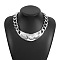 CCB Plastic with Clear Glass Triangle Alloy Cuban Link Chain Choker Necklaces, Platinum, 17.72~20.87 inch(45~53cm)