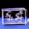 3D Inner Carved Sea Animal Glass Ornaments, for Home Office Desktop Decoration, Cuboid, Dinosaur, 30x30x45mm