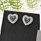 Brass Micro Pave Cubic Zirconia Stud Earrings for Women, Cadmium Free & Lead Free, Long-Lasting Plated, Rack Plating, Platinum, Heart, 10x10.5mm