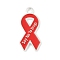 No To Drugs Red Awareness Ribbon Theme Alloy Enamel Pendants, Silver, Awareness Ribbon, 25x12x1.5mm, Hole: 2mm