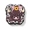Silicone Beads, Focal Beads, Highland Cattle with Sunflower Hair Band, Coconut Brown, 28x27x7mm, Hole: 3mm