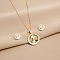 304 Stainless Steel Pendant Necklaces & Stud Earrings Sets, Golden, Ring, 460~500mm