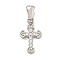 304 Stainless Steel Cubic Zirconia Pendants, Cross Charm, Stainless Steel Color, 18x10.5x2.5mm, Hole: 6x3mm