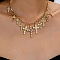 304 Stainless Steel Pendant Bib Necklaces for Women, Golden, Cross, 15.75 inch(40cm)