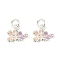 Brass Enamel Charms, with Jump Ring, Flower Charm, Silver, 9x11x3mm, Hole: 3mm
