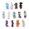13Pcs Natural Mixed Gemstone Pendants, Chip Charms with 304 Stainless Steel Loops and Alloy Flower, Platinum, 24~26x7~12x6~8mm, Hole: 1.8~2mm