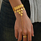 Brass Flower Charm Bracelet with Coin Chains, Adjustable Ring Bracelet, Real 18K Gold Plated, 7-1/8 inch(18cm)