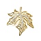 Brass Micro Pave Cubic Zirconia Pendants, Leaf Charms, Long-Lasting Plated, Cadmium Free & Lead Free, Rack Plating, Real 18K Gold Plated, 25.5x23x5.5mm, Hole: 4.5x1.5mm