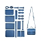 DIY Crossbody Bags Set, Including PU Leather Bag Materials, Steel Blue, 145x185x65mm
