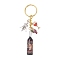 Resin & Glass & Alloy Keychain, with Iron Ring, Wine, Golden, Black, 103.5mm