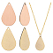 30Pcs 2 Colors Brass Pendants, Teardrop, Mixed Color, 22x14x0.8mm, Hole: 1mm, 15pcs/color