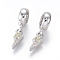 Brass Micro Pave Cubic Zirconia European Dangle Charms, Large Hole Pendants, Lightning Bolt, Colorful, Platinum, 19mm, Hole: 4.5mm, Lightning Bolt: 10x4x2.5mm